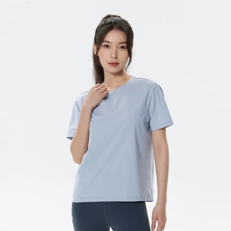KOLON SPORT可隆女子户外运动吸湿速干夏凉感徒步登山圆领图案T恤