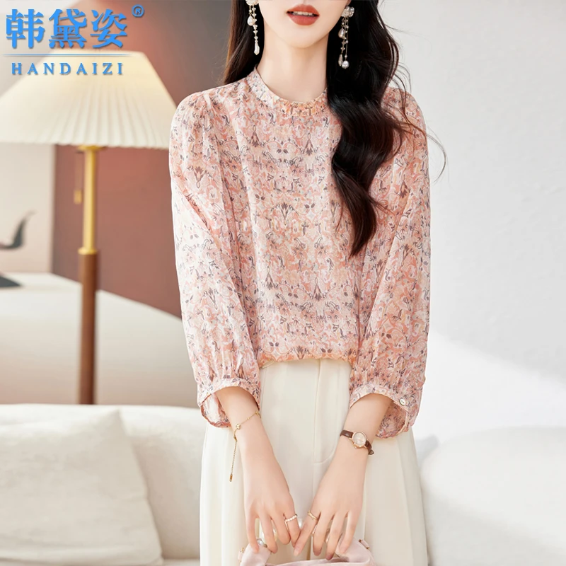 七分袖时尚高端双绉真丝上衣女2025年夏季气质大牌桑蚕丝显瘦衬衫