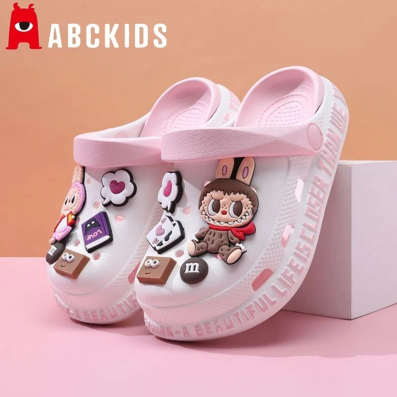 Abckids儿童洞洞鞋女童亲子夏季eva居家凉鞋宝宝新款卡通外穿软底