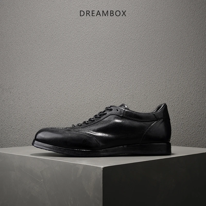 dreambox钧博夏季新款透气舒适阿甘鞋男士复古潮流百搭马皮德训鞋