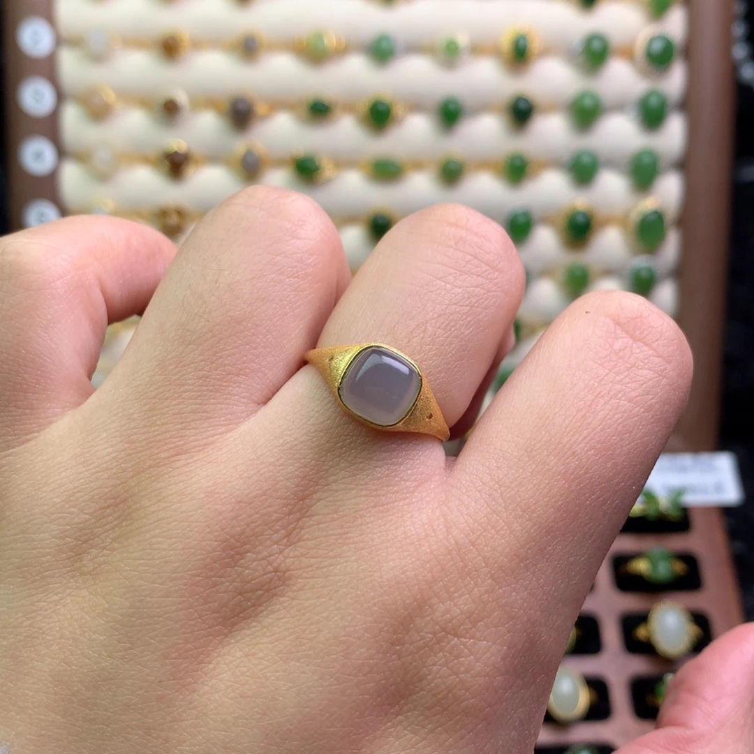 和田玉银S925镶嵌戒指