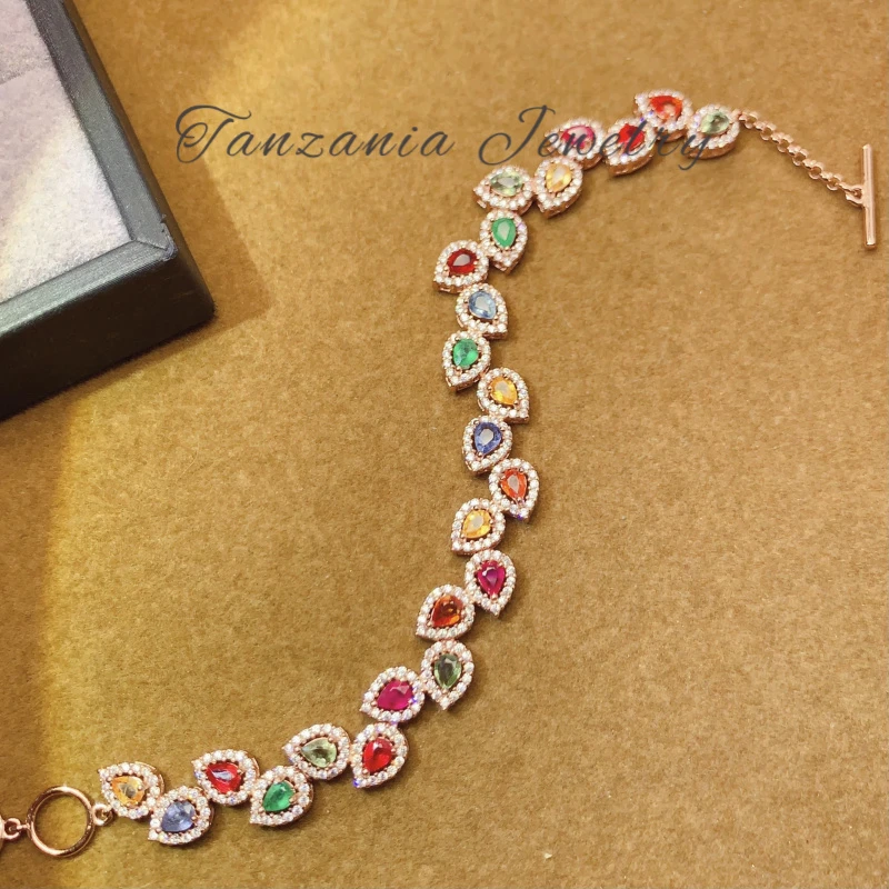 BYCLBS087-S925银-彩蓝宝手链百搭少女风