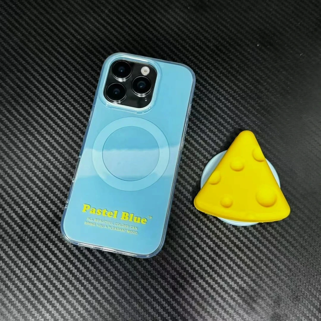 简约ins风淡蓝色磁吸适用苹果iphone161514promax可爱情侣手机壳