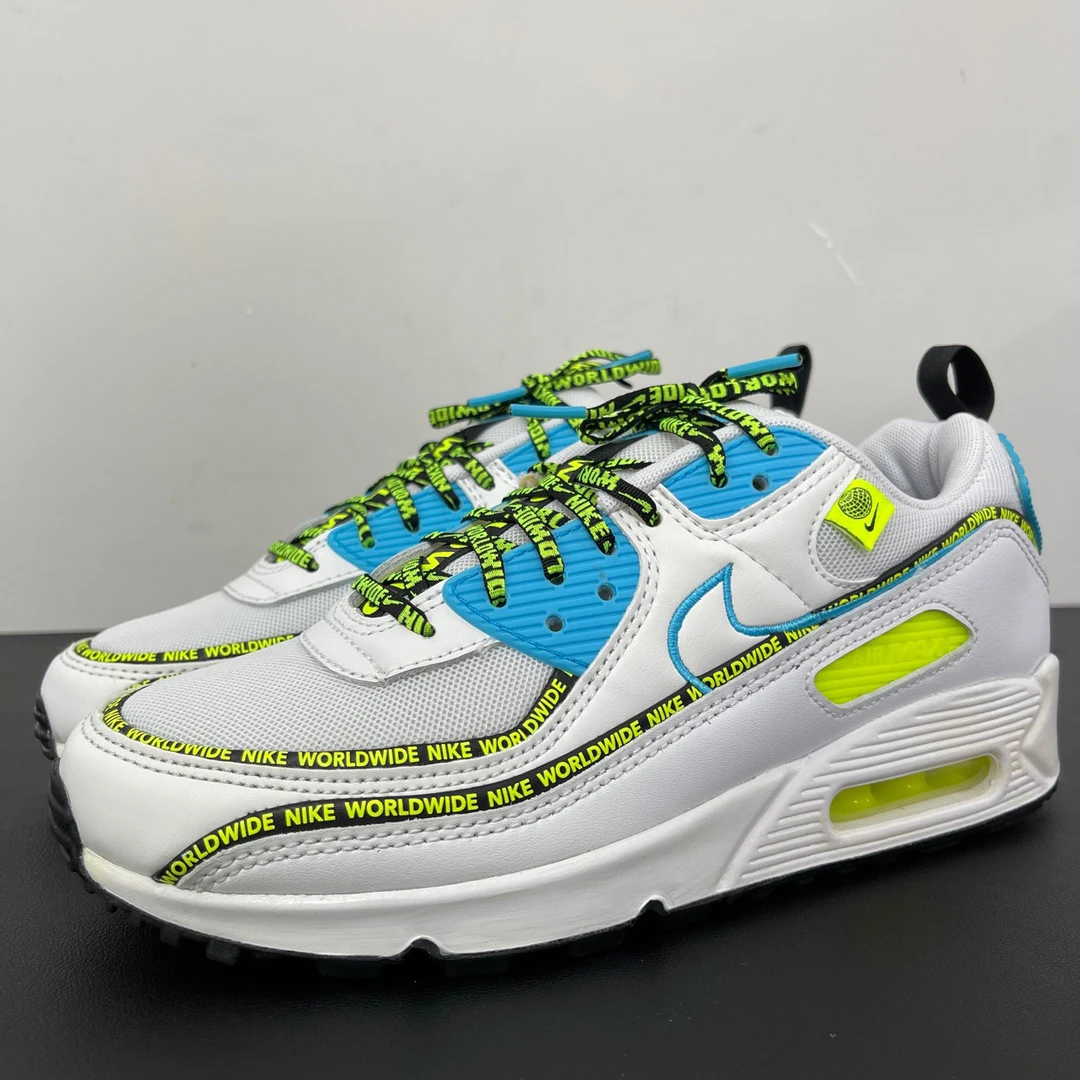 95新 NIKE/耐克 40码/AirMax90白蓝黄潮鞋跑鞋/95新/无原盒