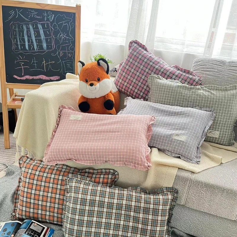 儿童枕头套装长方形青少年宿舍格子学生护颈椎枕头芯枕头推荐睡枕