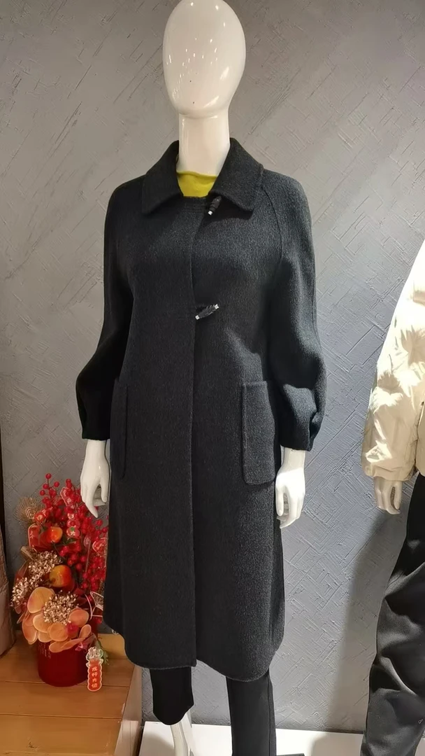 2024毛呢外套中长款双面呢翻领