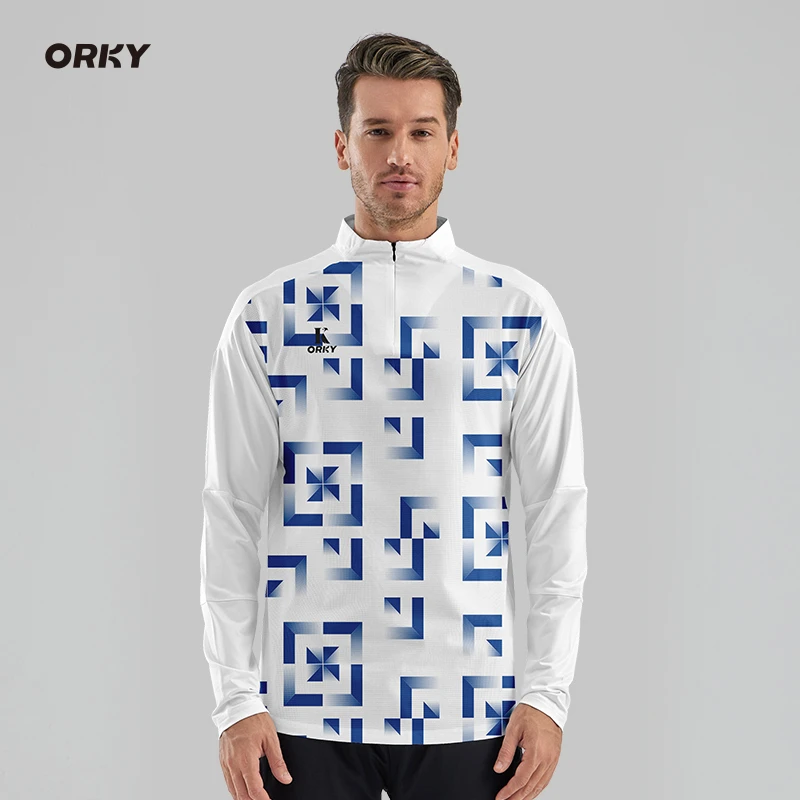 ORKY沃恺足球长袖训练服套装半拉链足球服定制球衣运动上衣外套男