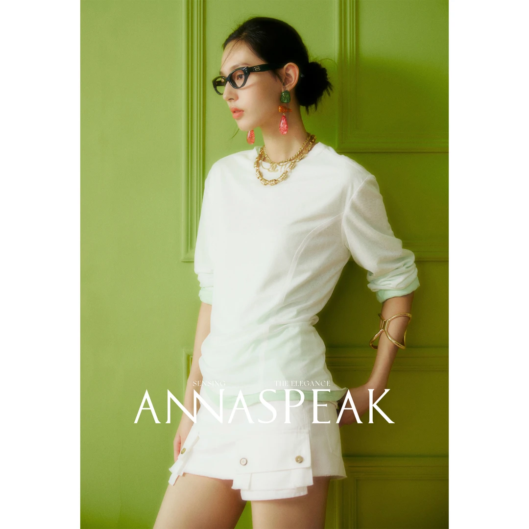 ANNASPEAK多色轻薄宽松休闲纯色长袖百搭圆领t恤女显瘦上衣夏季