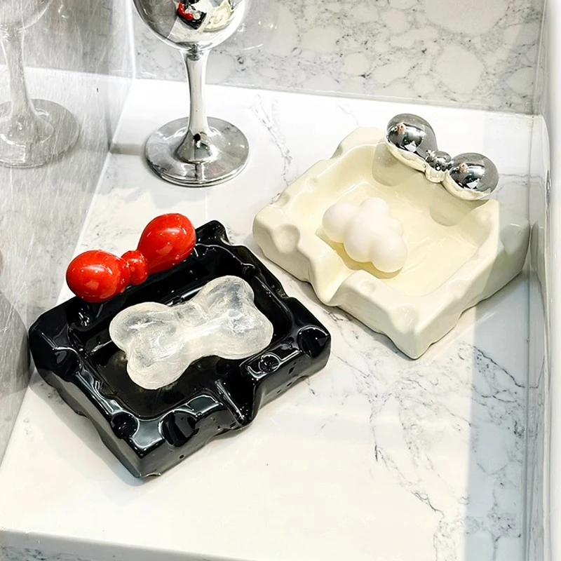 家用高档奶酪肥皂盒放厕所沥水香皂盒免打孔卫生间置物架陶瓷皂盒