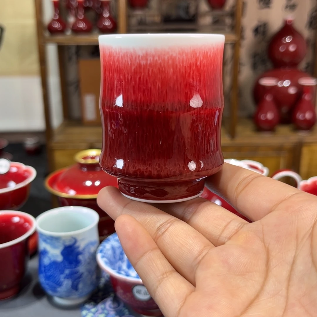 景德镇陶瓷浅行窑竹节杯
