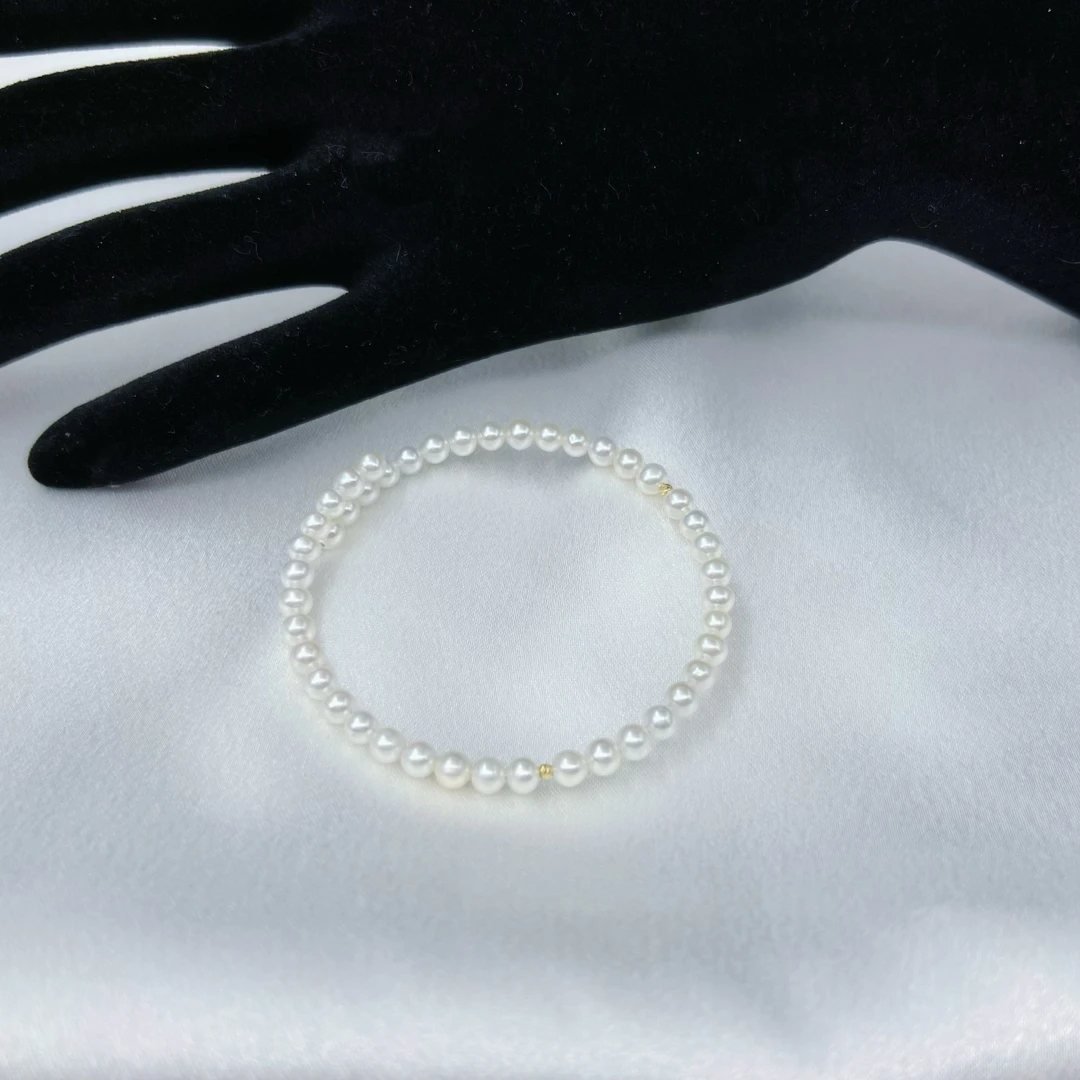 E100【真珠佳人】18K金淡水珍珠手镯4-5mm