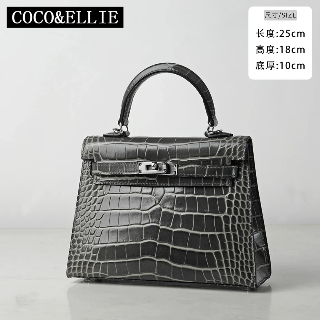喜马拉雅鳄鱼纹凯莉包手提包25凯莉