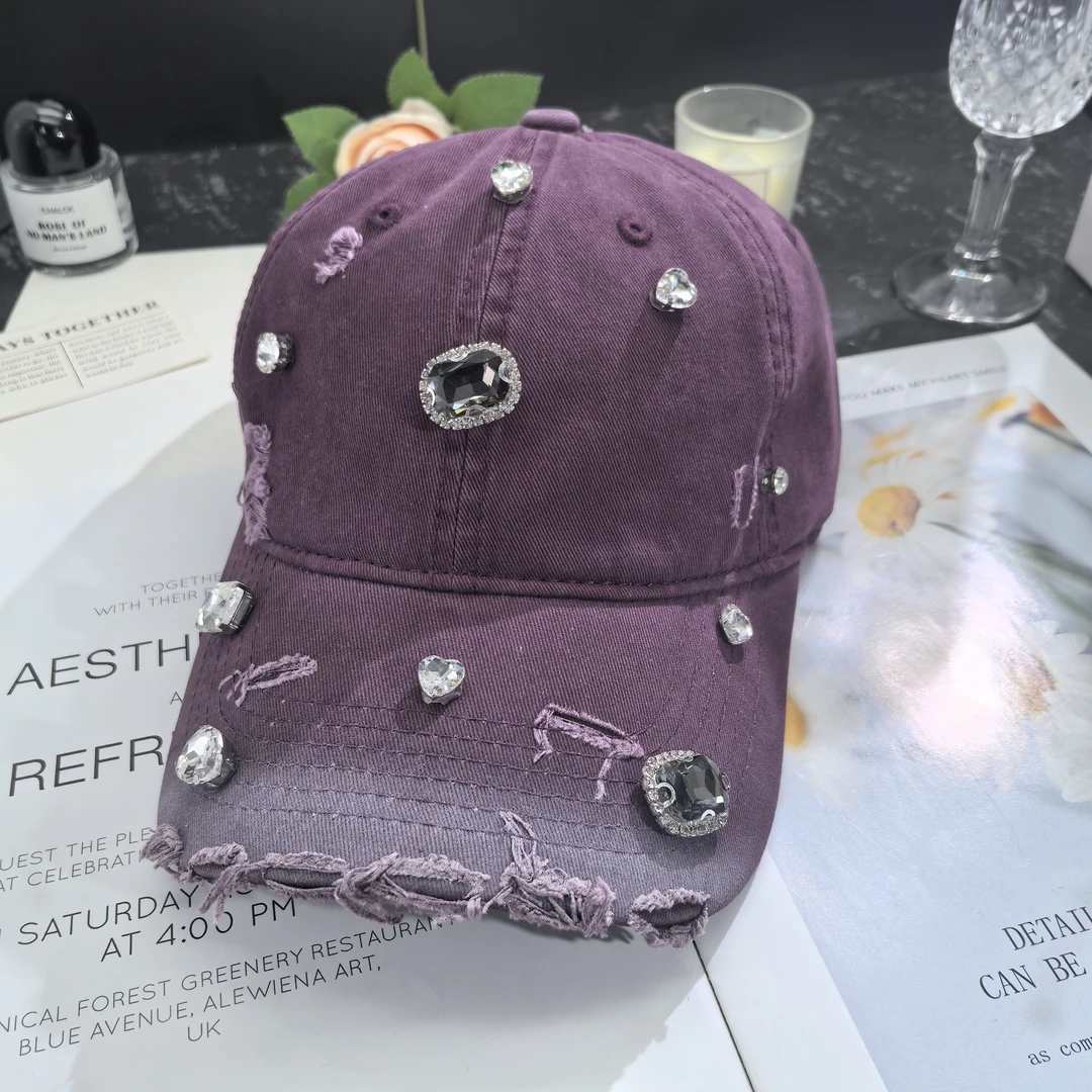 05751时尚高级气质设计感闪闪锆石牛仔个性帽子
