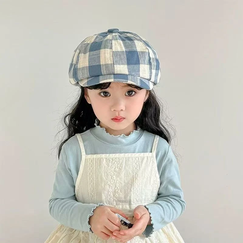 【复古英伦风】儿童贝雷帽秋冬时尚格子八角帽男女宝宝洋气南瓜帽潮