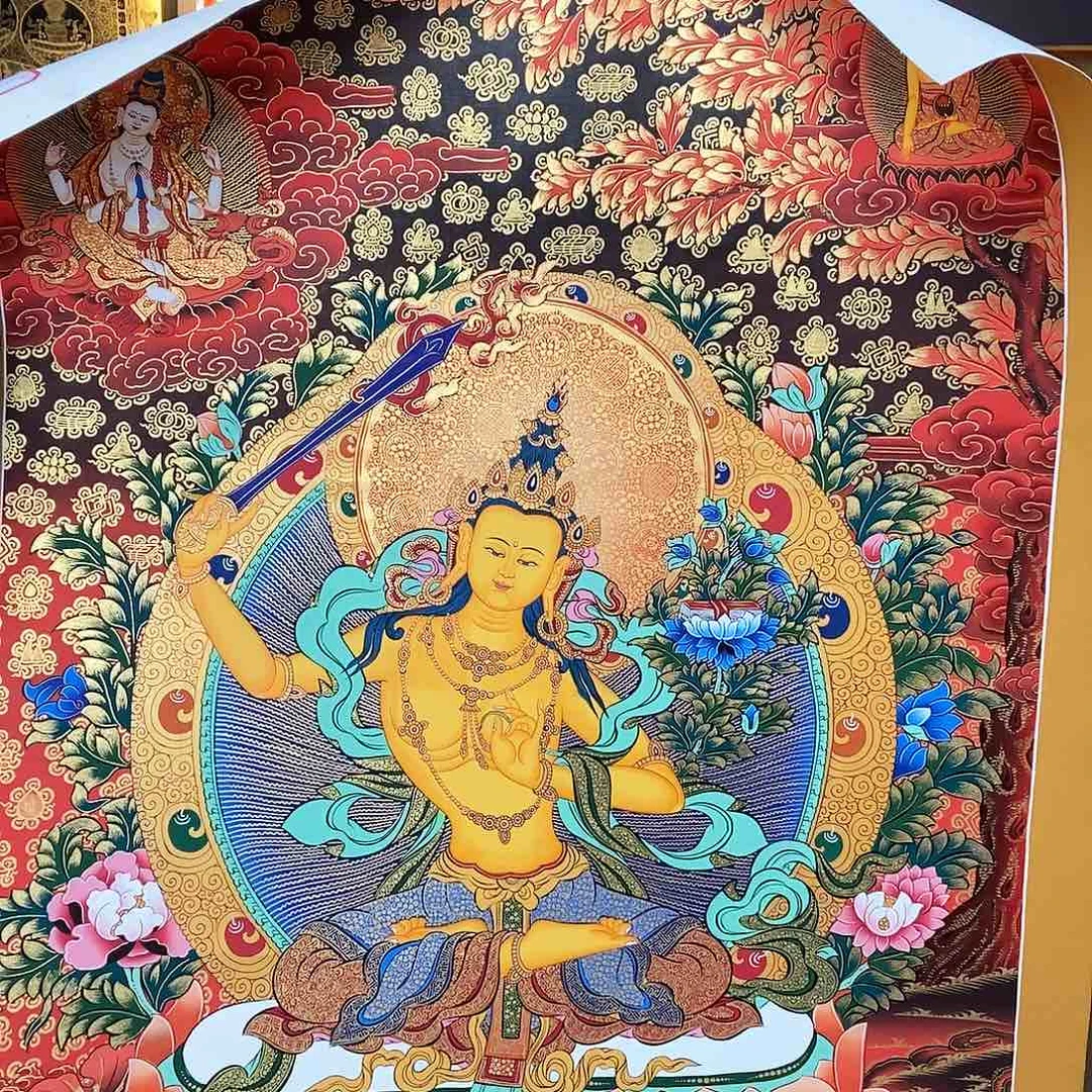 装裱画一***山尼泊尔手绘唐卡画芯