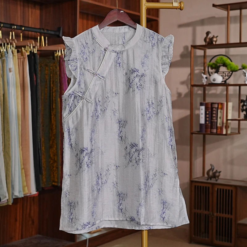 《喧林·奥黛衫》夏季新款复古文艺高定国风新中式女款女装衫