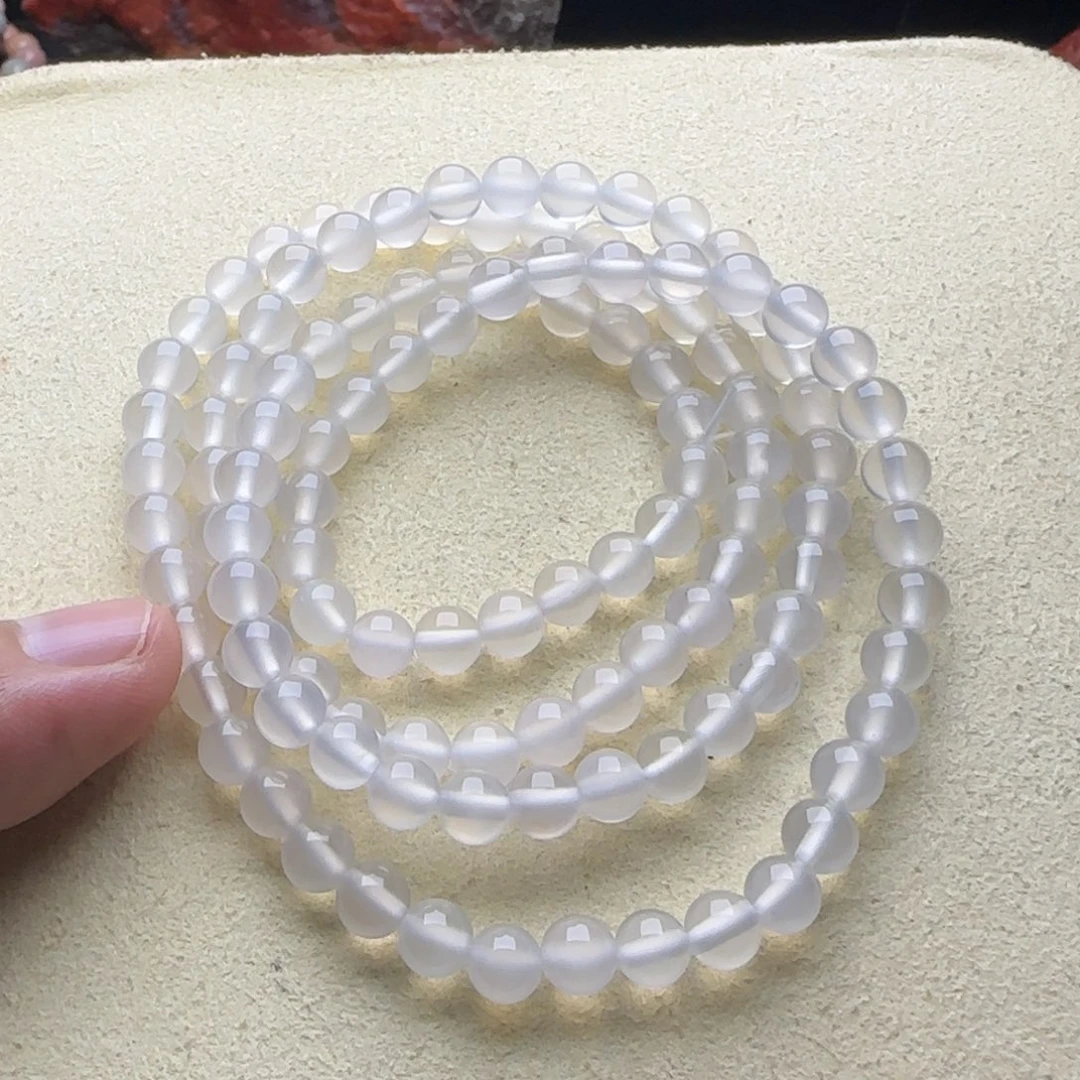 绒***娘玛瑙/玉髓手链未镶嵌6.2mm荔枝冻
