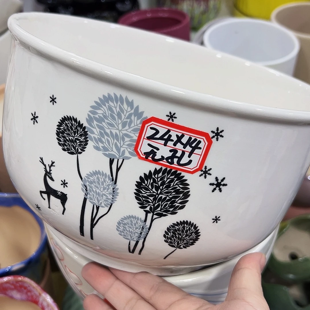 外贸尾单陶瓷花盆凑10米包邮无孔