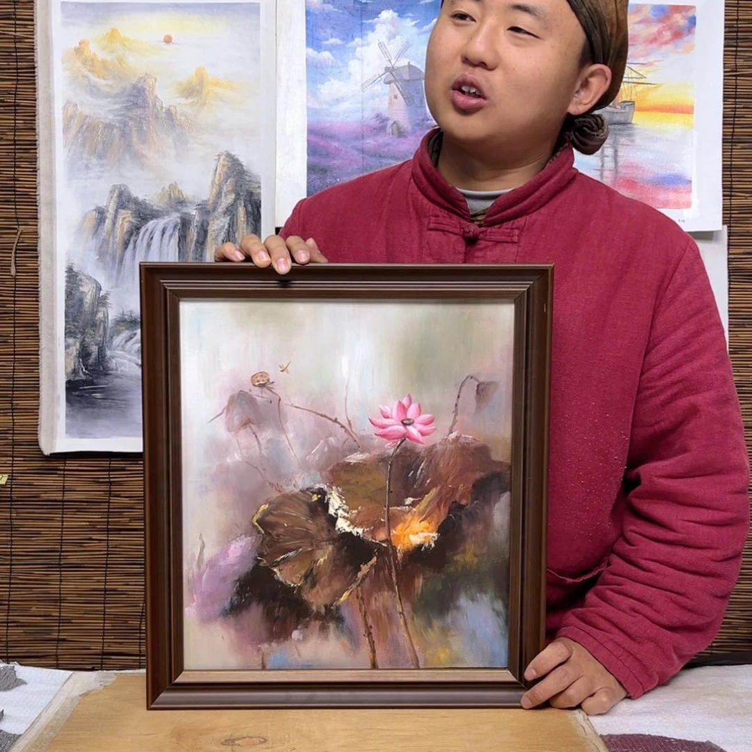 油画行路人小院绘画作品竞拍