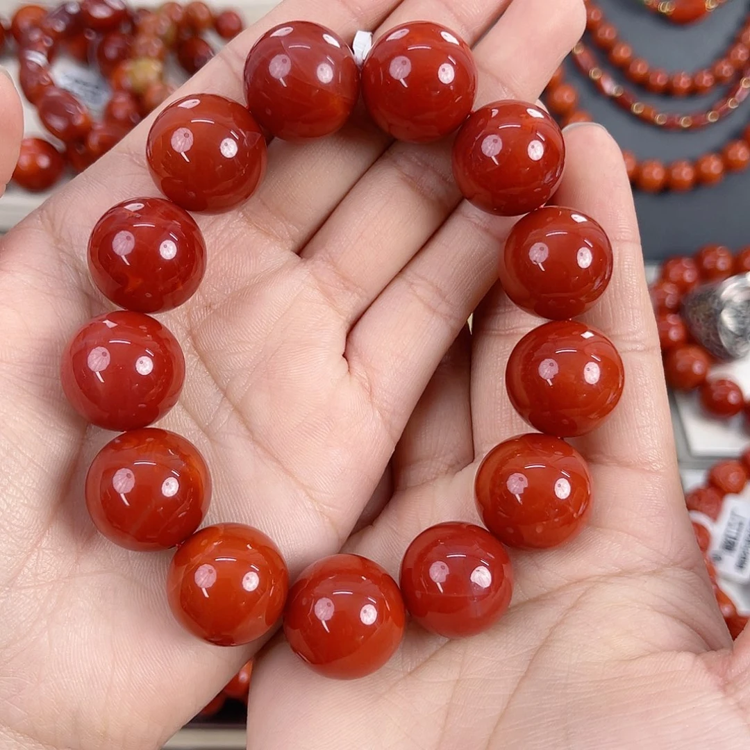 南红玛瑙未镶嵌瓦西收藏级锦红单圈18mm