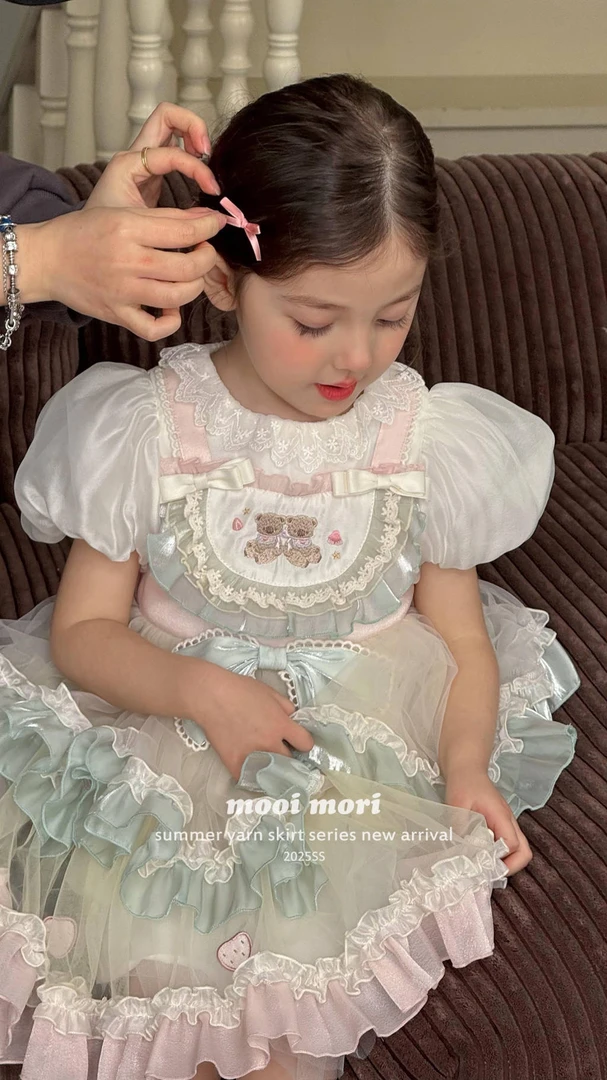 茉莉岛Mooimori女童夏装2025新款生日礼服蓬蓬连衣裙可爱小公主裙
