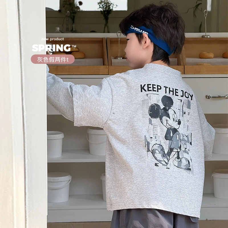 【2月26号 春日宴】ivan家童装2025中大童男童女童假两件T恤 nh1208
