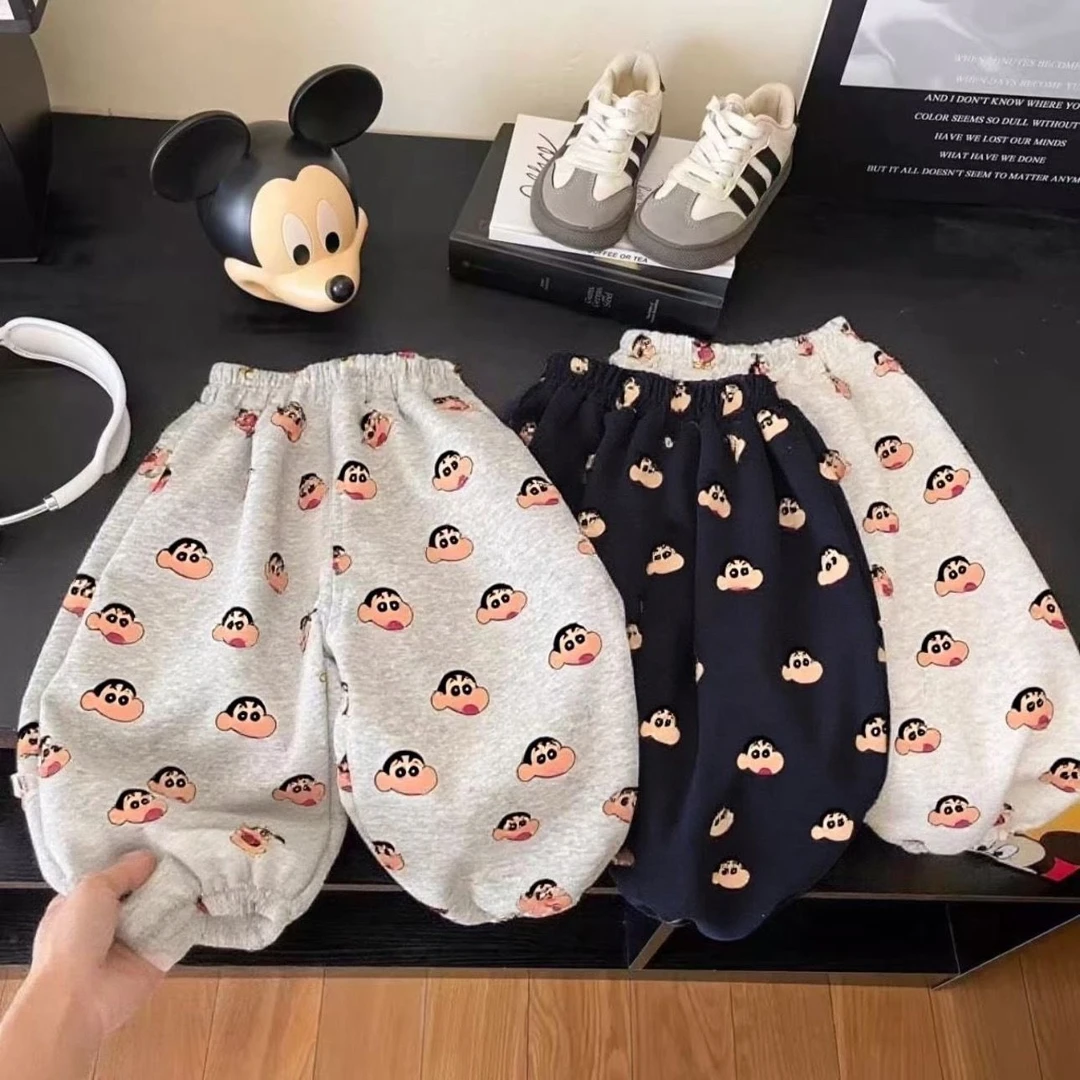 儿童春秋长裤2025秋冬新款男女童小新卡通百搭运动裤卫裤