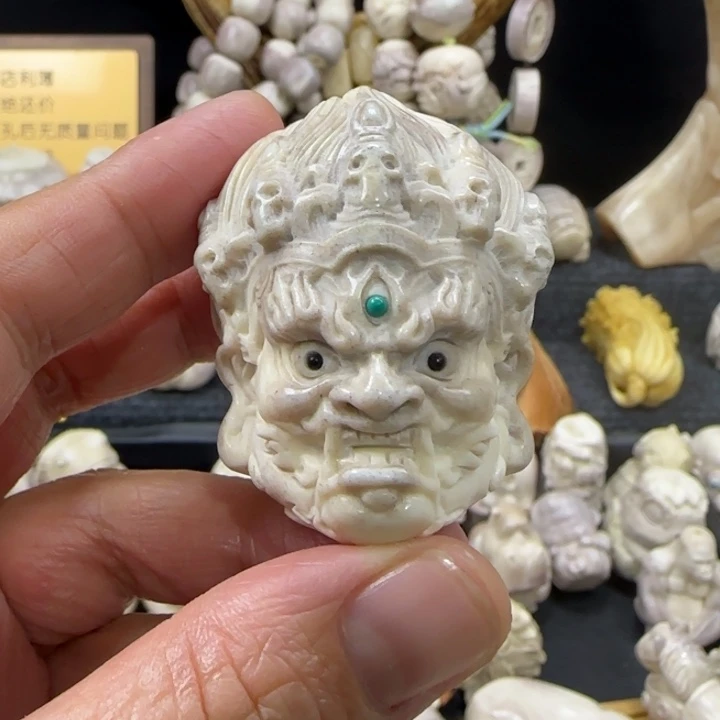 物***末非金属配饰鹿角雕刻大黑天