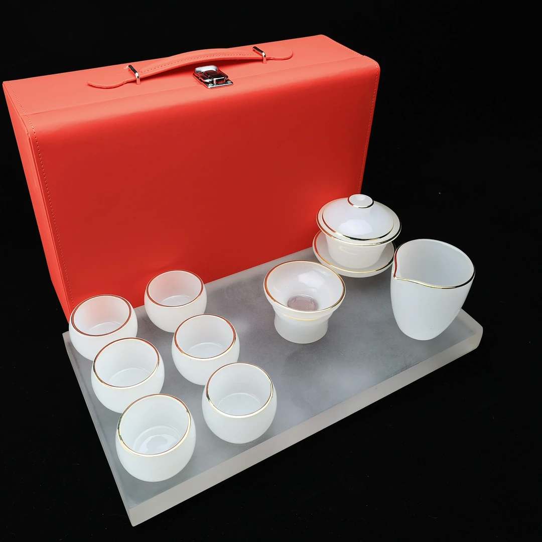 金边高颜值琉璃茶具套装客厅轻奢茶具办公室泡茶神器茶室必备用品