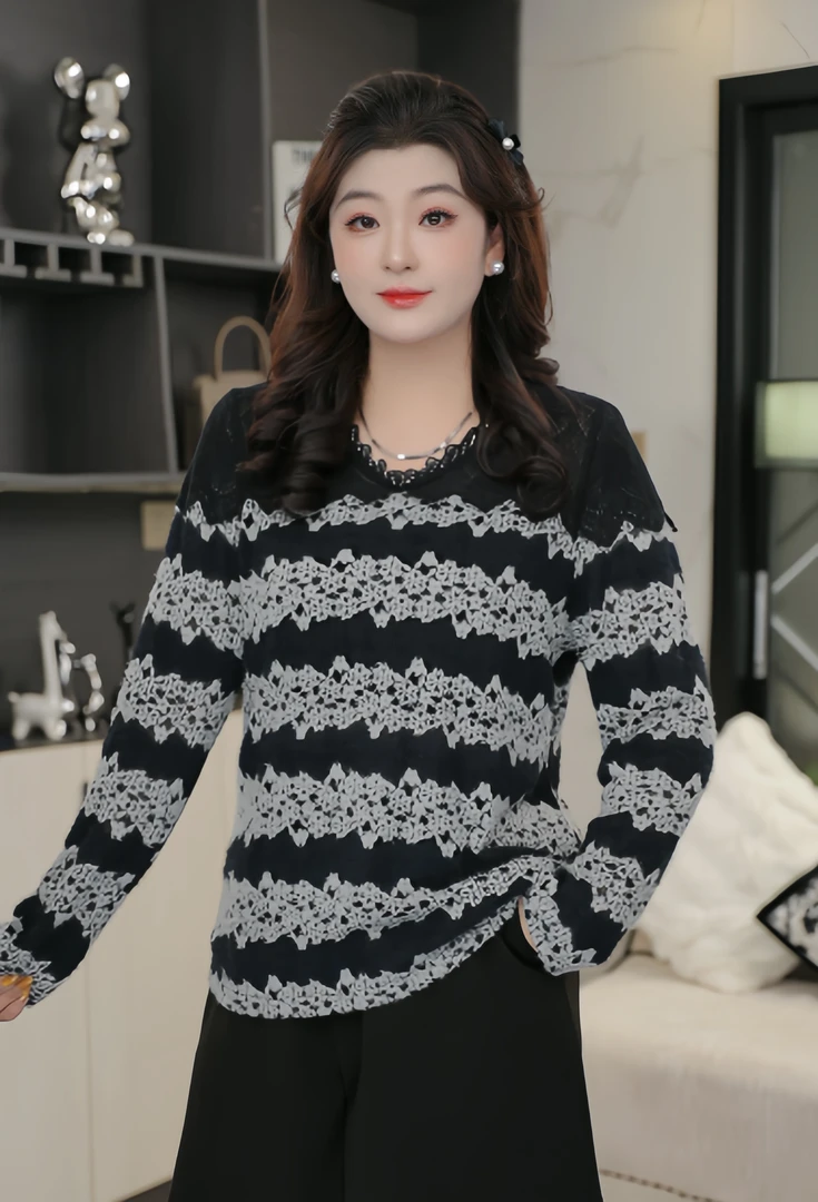 新款大码女装费尔岛慵懒宽松V领内搭针织打底衫9105+11.13下架