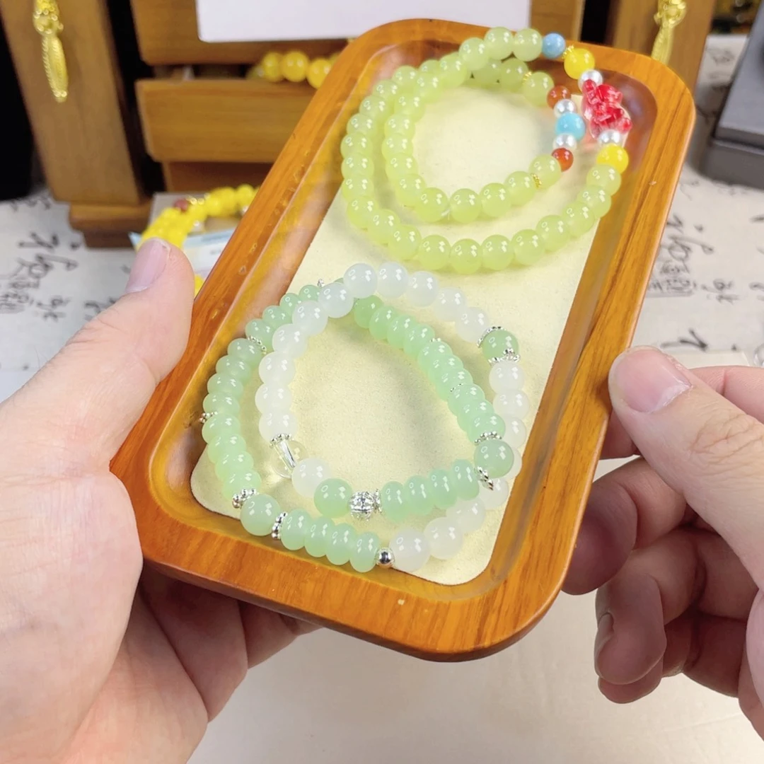 针钠钙石手饰银S925镀金镶嵌