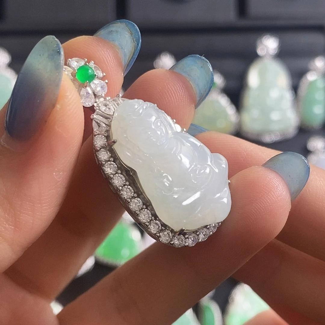 翡翠银S925镶嵌颈饰天然翡翠