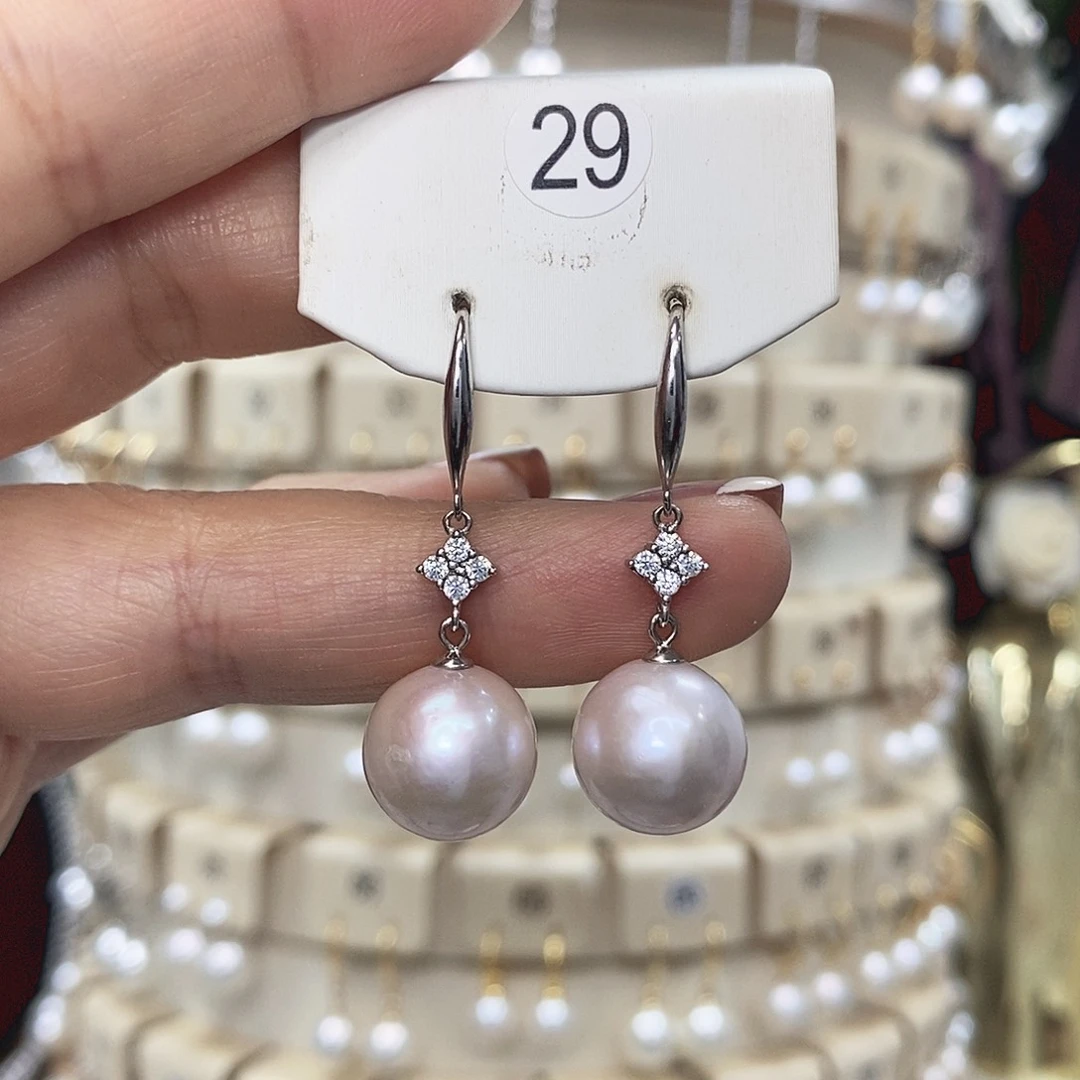 淡水珍珠耳饰银S925镶嵌