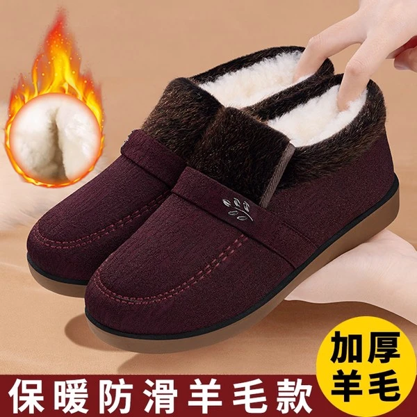 老北京布鞋女冬季2025新款加绒加厚羊毛保暖防滑舒适老年妈妈棉鞋