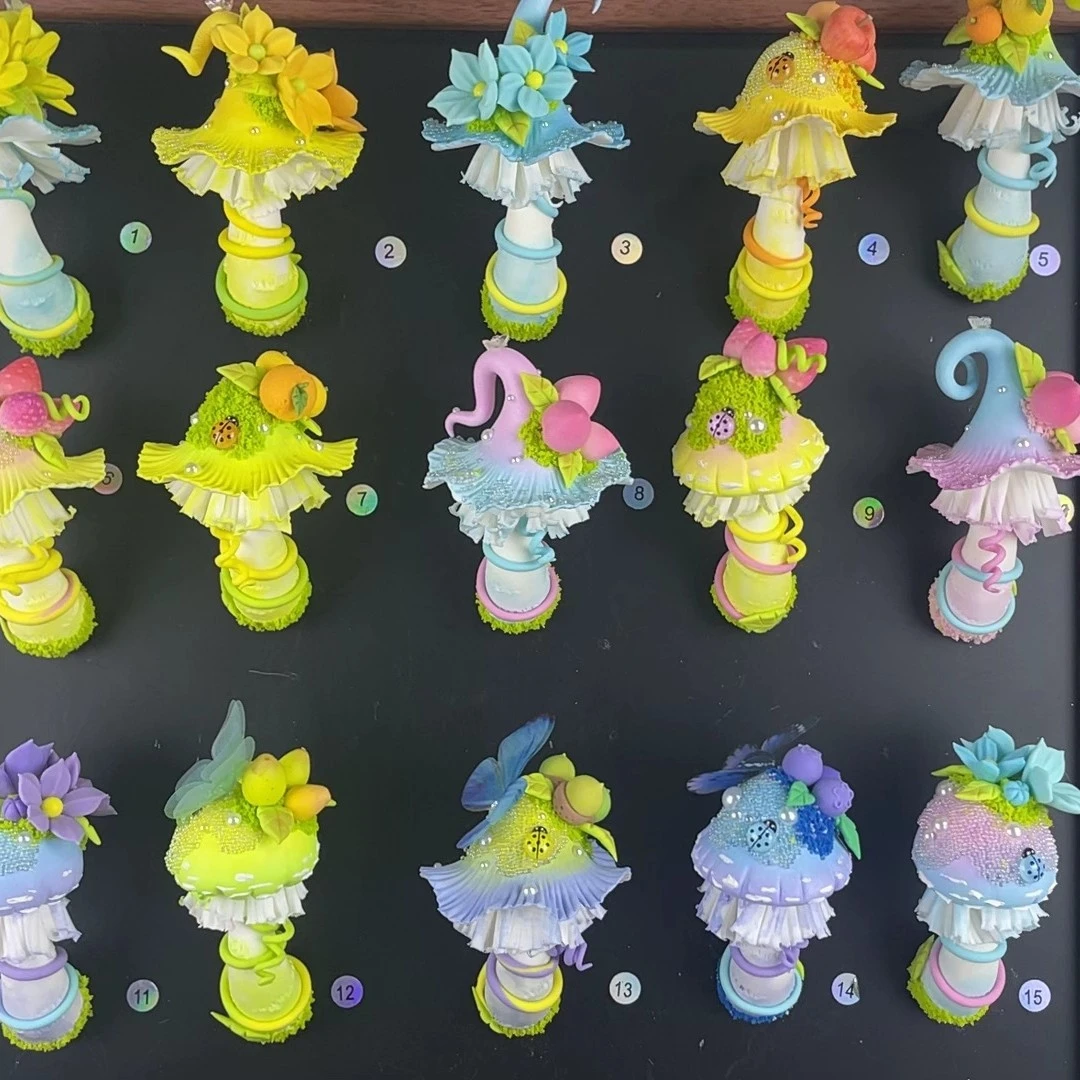 手工粘土森林风格蘑菇造型树脂粘土可爱冰箱贴一物一拍