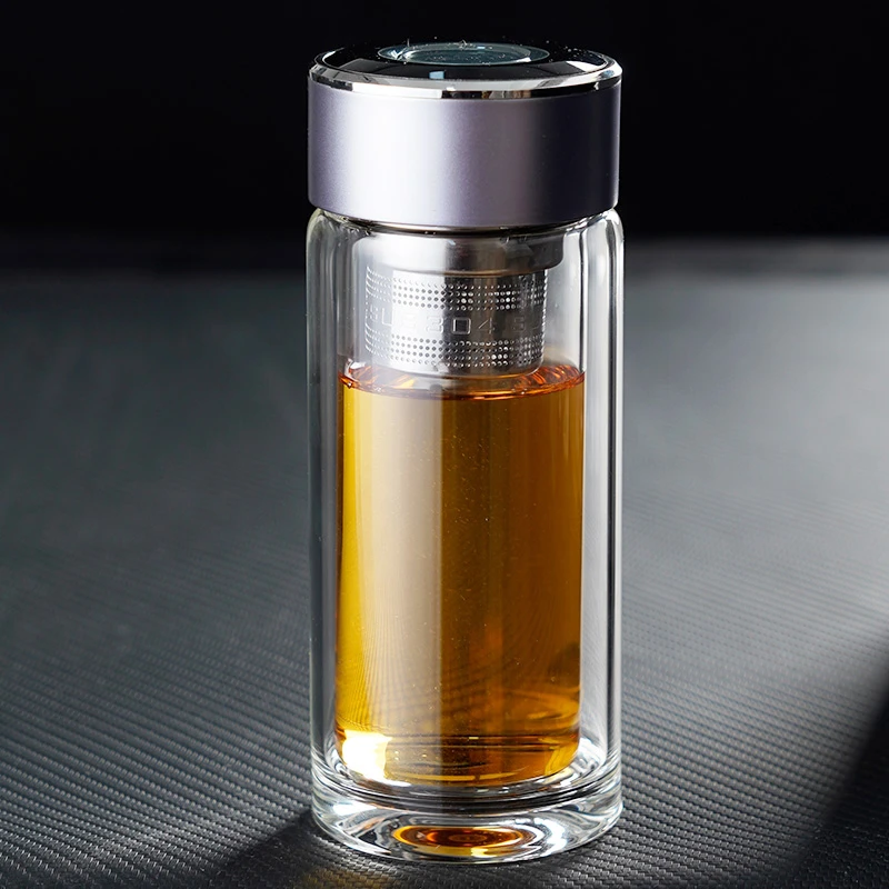 玻璃杯耐热高档高硼硅泡茶透明家用水杯带盖加厚车载便携玻璃茶杯