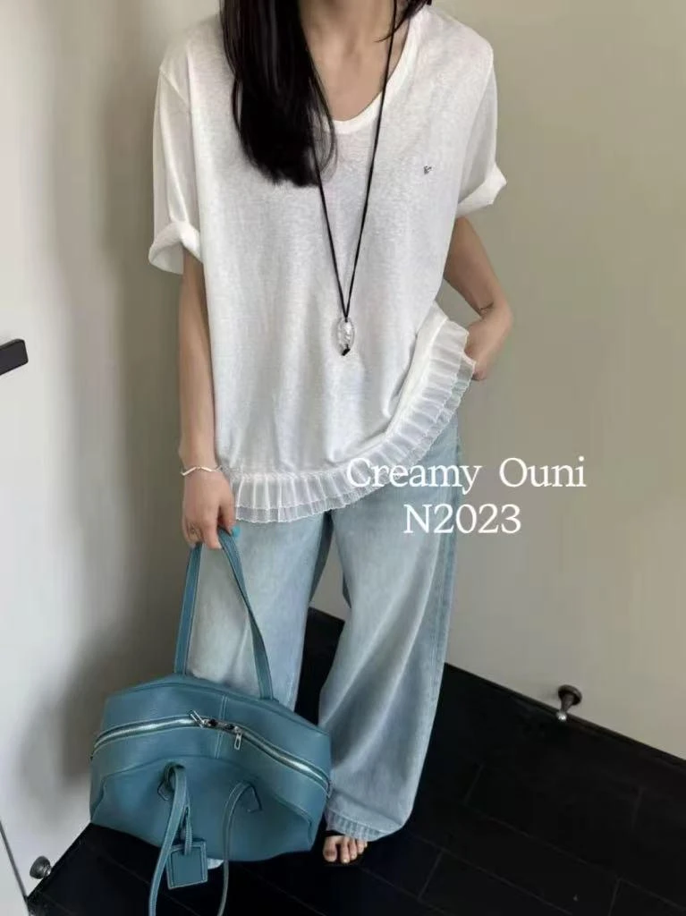 杨杨 时尚下花边T上衣N2023