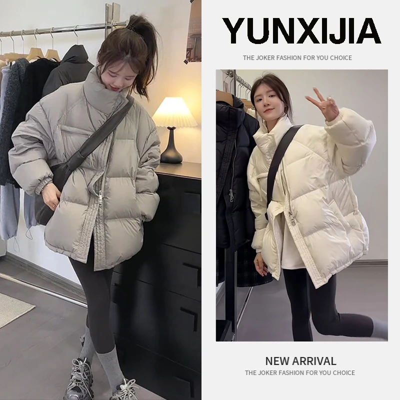 【现货】冬装搭配一整套2025年新款立领复古潮流宽松保暖棉服外套女