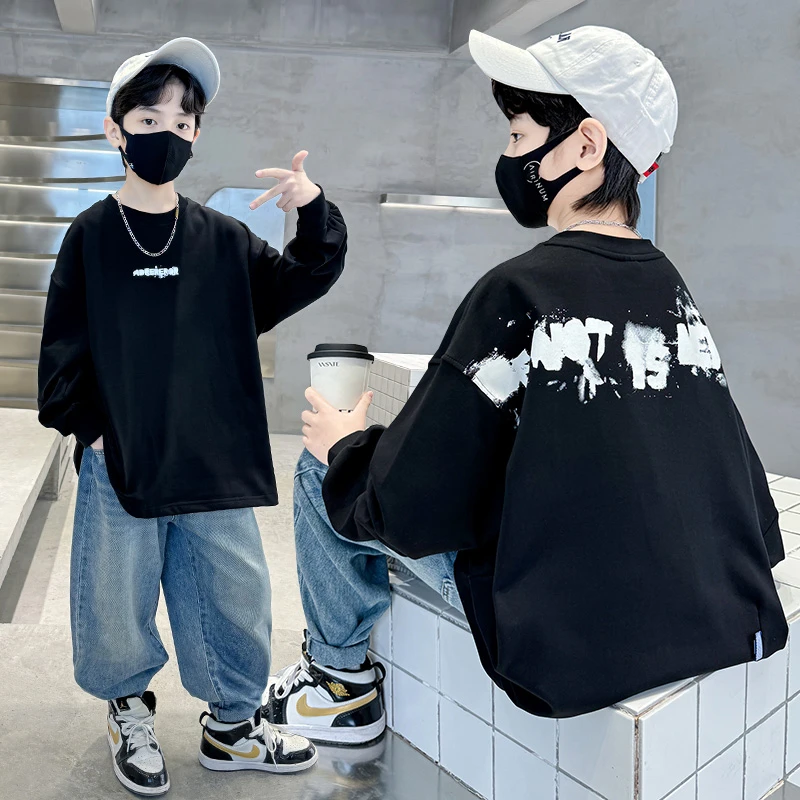 儿童春秋款长袖打底衫2025新款男童春装中大童8-15岁春季薄款T恤6