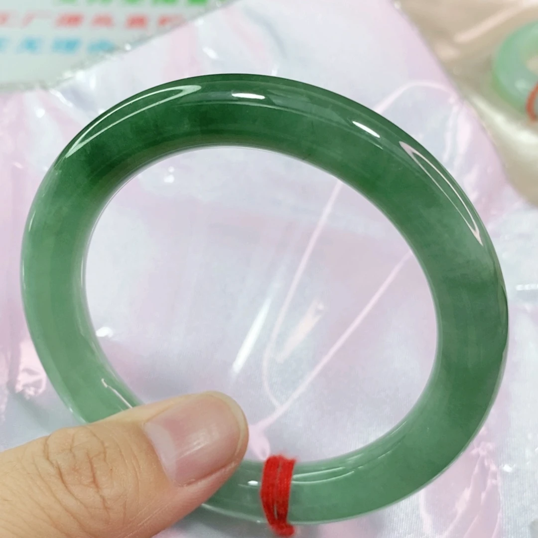 翡翠手镯未镶嵌O**耶56-57圈口圆条福利捡漏