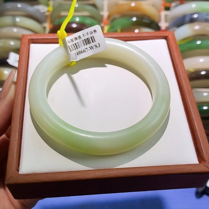 和田玉未镶嵌手镯新疆翠青59.4