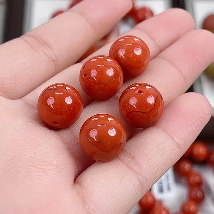 未镶嵌瓦西柿子红单珠12mm（多样式发其一）南红玛瑙