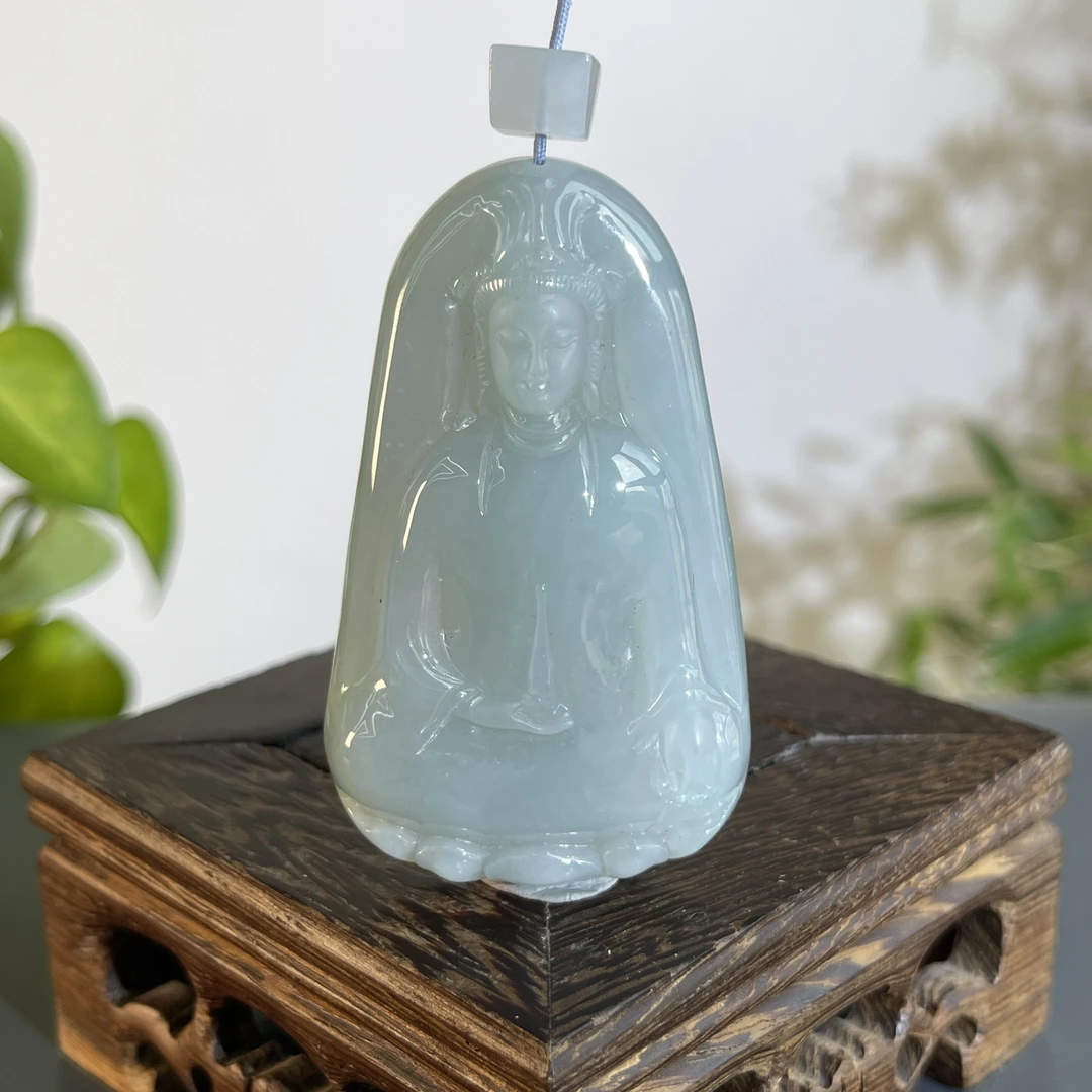JTA17-128 天然缅甸翡翠A货 素衣观音