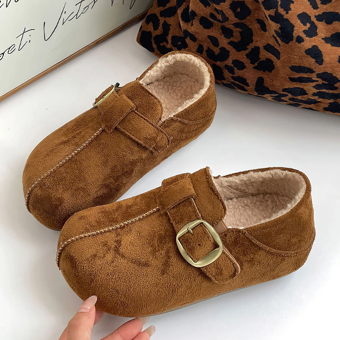 棕色低帮时尚加绒保暖青春韩版复古学院潮流港风新款小众休闲板鞋