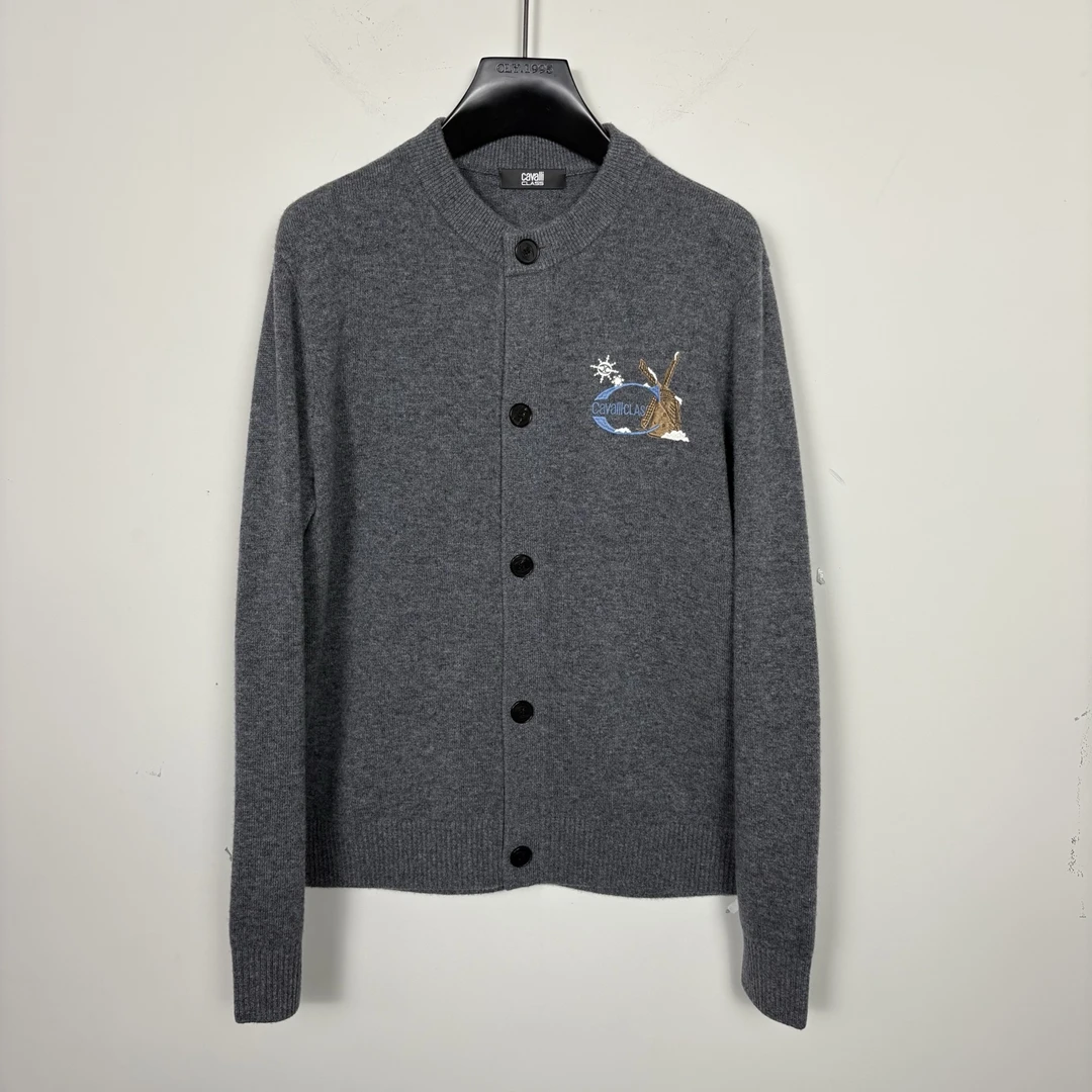 Cavalli Class/卡沃利  灰色刺绣针织夹克 2561003/009黑色
