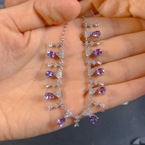 紫晶颈饰银S925镶嵌50e e e e e e e e e