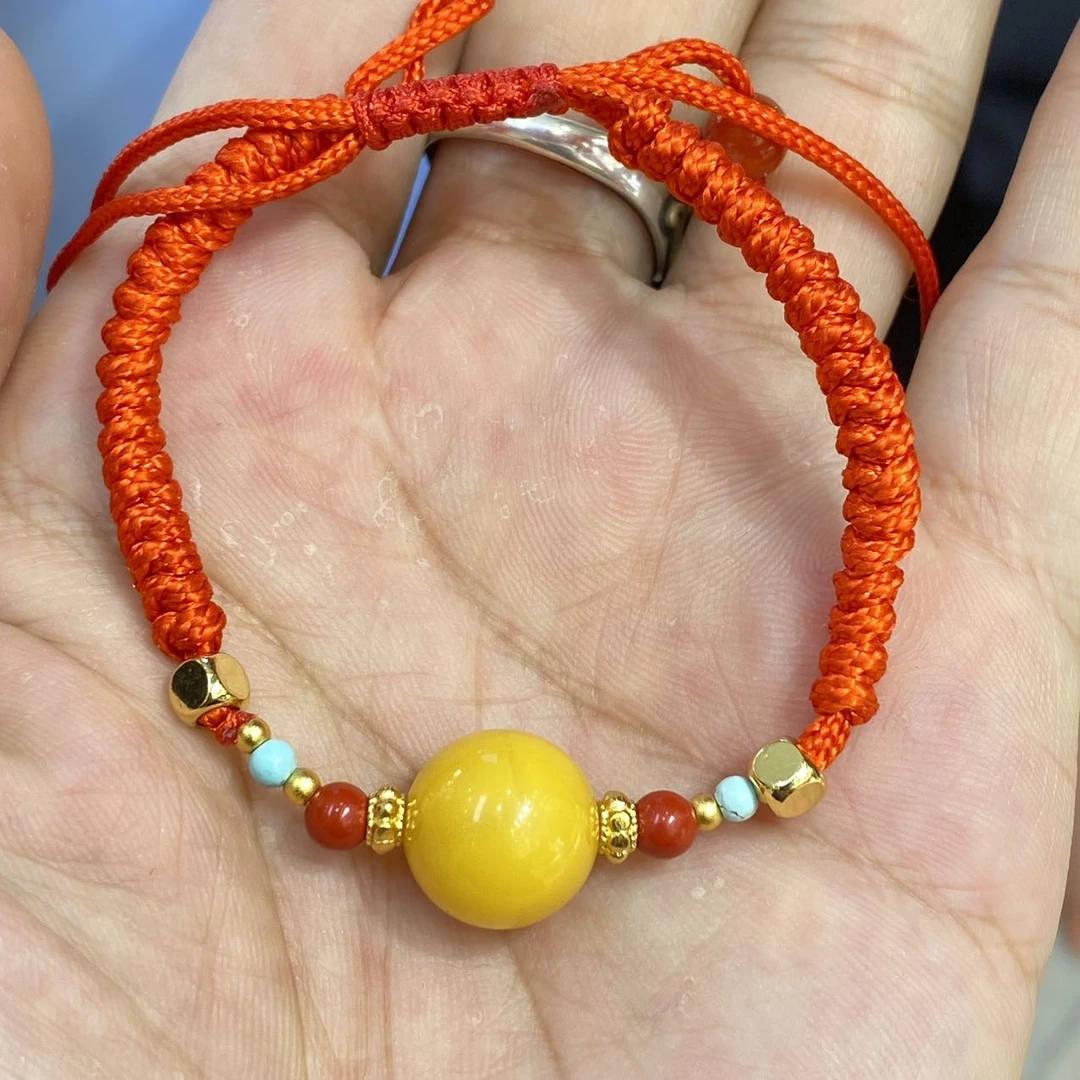 【佳哥严选】J08093-蜜蜡鸡油黄手绳-12.5mm