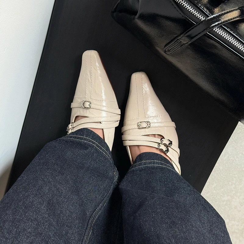 Sheriley77小众百搭4.5cm高跟鞋复古半拖女鞋2025新款气质女鞋