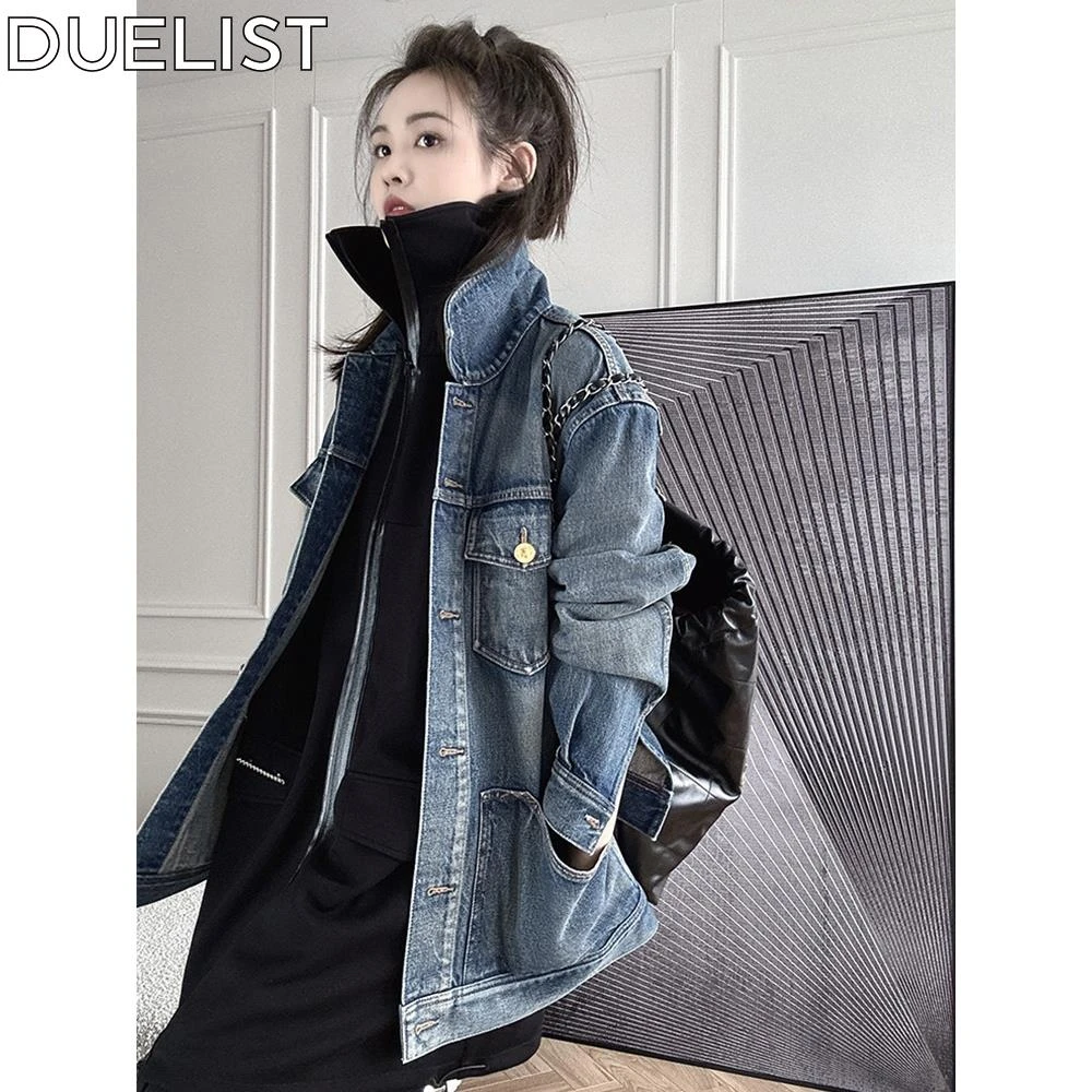 DUELIST新款潮流休闲宽松复古水洗牛仔外套女上衣港风ins韩版百搭