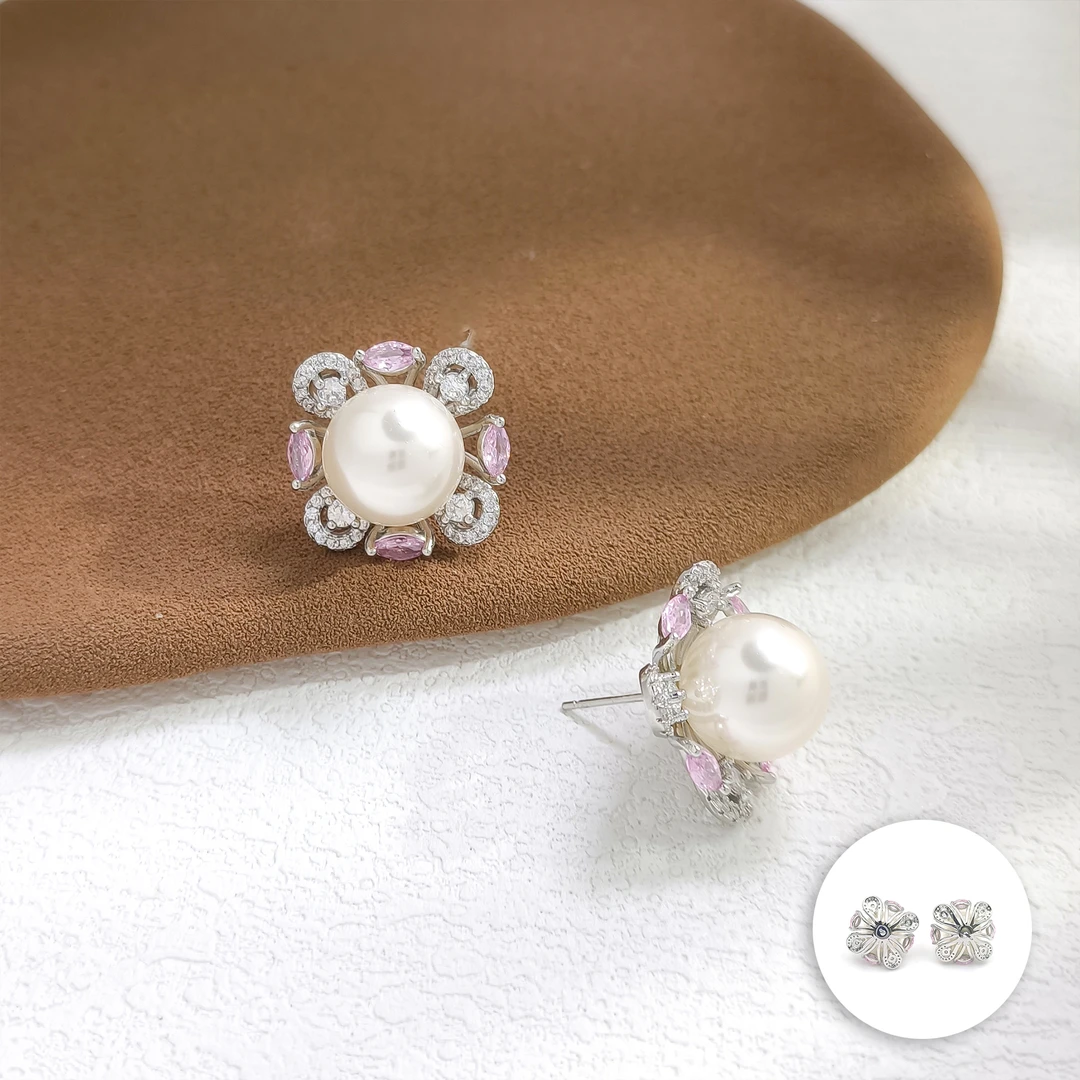 铜合金合成锆石耳饰 WHLM-006787【昙栩锦溪】耳饰简约小众简约